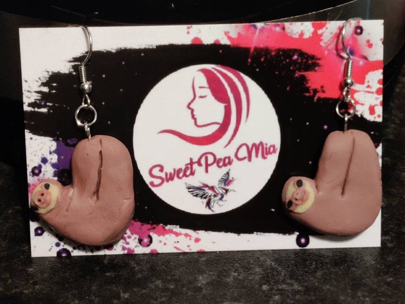 Sloth Earrings sloth Funky earrings novelty earrings cute gifts quirky Novelty gift Sloth gift cute earrings Handmade polymer clay