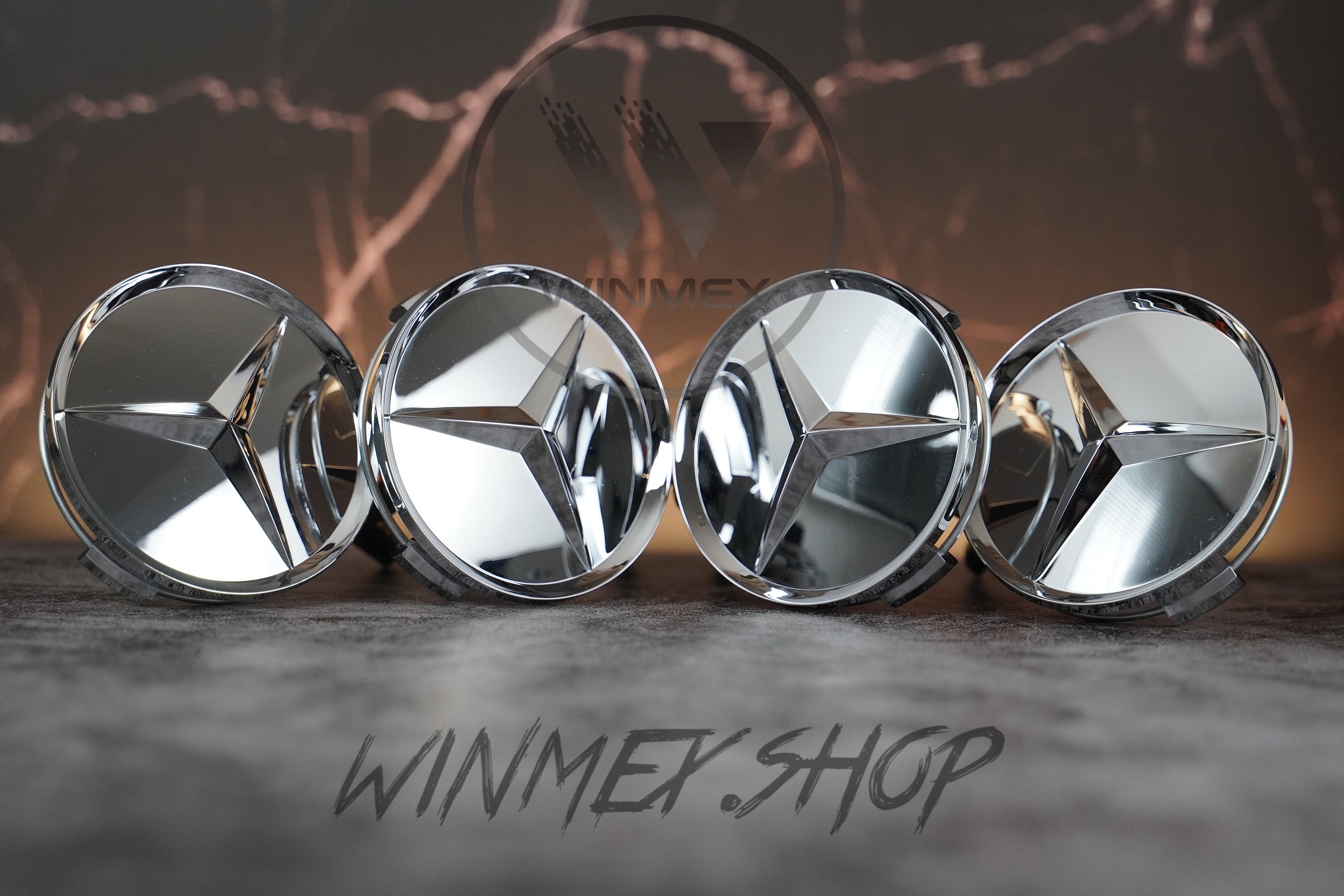 Set of 4 Chrome Mercedes alloy wheel caps 75mm Etsy