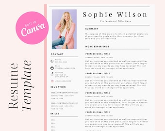 Resume Template Canva | Esthetician Hair Stylist Resume | Professional Modern Resume | Editable Resume Template with Photo