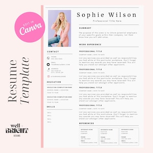 Resume Template Canva | Esthetician Hair Stylist Resume | Professional Modern Resume | Editable Resume Template with Photo