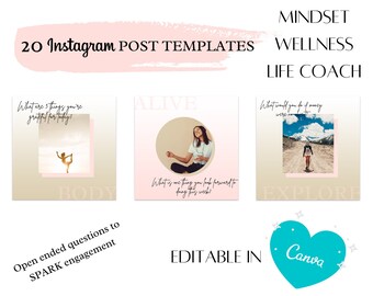 20 Instagram Post Templates, Life Coach Instagram, Health Coach Instagram, Life Coach Quotes