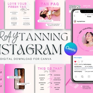 Spray Tan Instagram Templates, BONUS Highlight Covers, 21 Spray Tan Posts, Tanning Instagram Post, Spray Tan Business, Spray Tan Forms