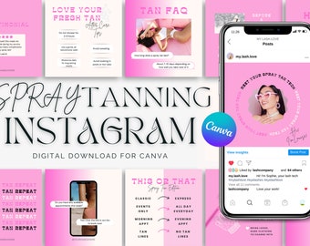 Spray Tan Instagram Templates, BONUS Highlight Covers, 21 Spray Tan Posts, Tanning Instagram Post, Spray Tan Business, Spray Tan Forms