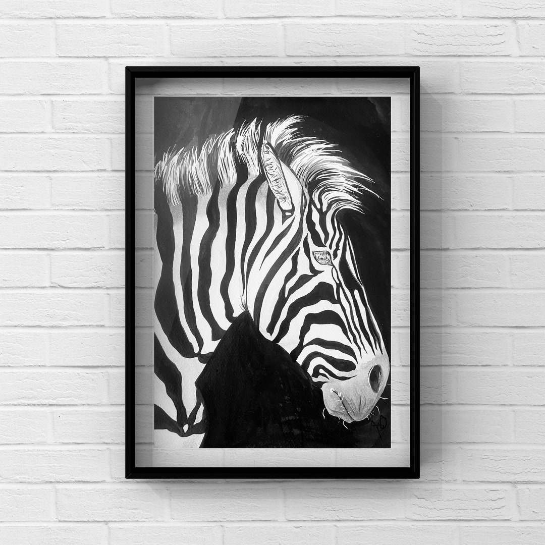 Hand Painted Zebra Painting, Wall Decoration, Chinese Ink Etsy