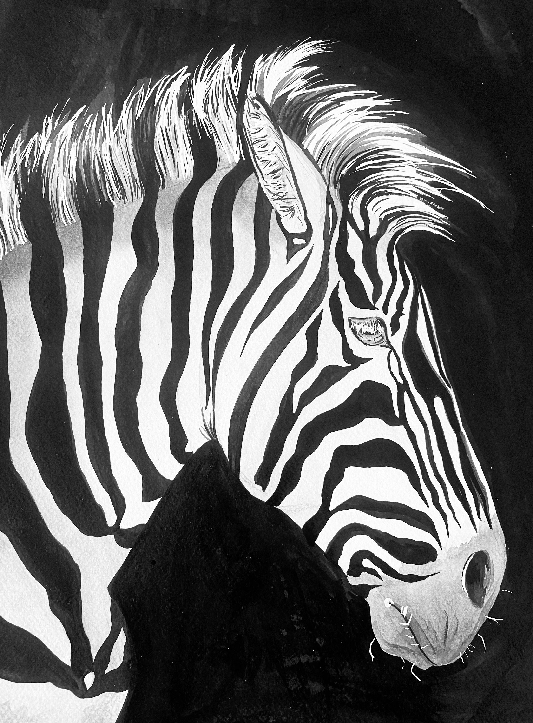 Hand Painted Zebra Painting, Wall Decoration, Chinese Ink Etsy
