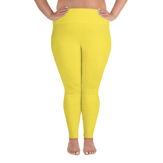 Plus Size Yellow Leggings High Waist 4 Way Stretch -  Canada