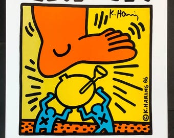 Keith Haring Handsigniert - 1986 Vintage Crack Down Benefizplakat