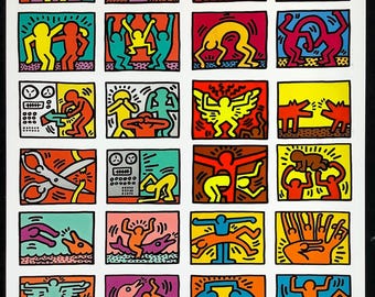 Pop Shop x24 - 17x22 Poster - Keith Haring Handsignierte Signatur mit Barking Dog Doodle - Limitierte Auflage No: 26/200