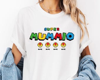Comfort Colors® Super Mummio T-shirt, Mothers Day Shirt, Retro Gaming Gift, Personalised Mom, Custom Mama Tee