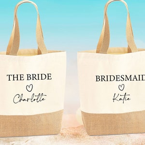 Bridesmaid Tote Bag, Bridal Party Gift, Bride Jute Bag, Bachelorette Bag, Bride To Be Gift, Hen Party Bag, Wedding Tote Bag, Honeymoon Bag