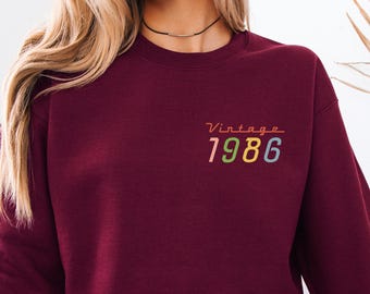 1986 Birthday Sweatshirt, 40th Birthday Jumper, Birthday Party Top, 40th Birthday Gift, Born In 1986, Mens Birthday Gift, Women Birthday Top