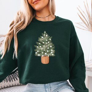 Christmas Tree Sweatshirt, Pine Tree Sweater, Womens Christmas, Merry Xmas Sweater, Christmas Eve Gift, Christmas Party Top, Kids Xmas Gift image 2