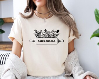 Mum's Kitchen Shirt, Mum Baking Tshirt, Mother Cooking T shirt, Funny Mum T shirt, Baking Gift For Mum, Floral Kitchen Shirt