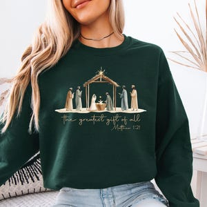 Sweat-shirt, pull de Noël chrétien, pull crèche de Noël, sweat-shirt Faith, Nativité de Jésus, cadeau de vers de la Bible