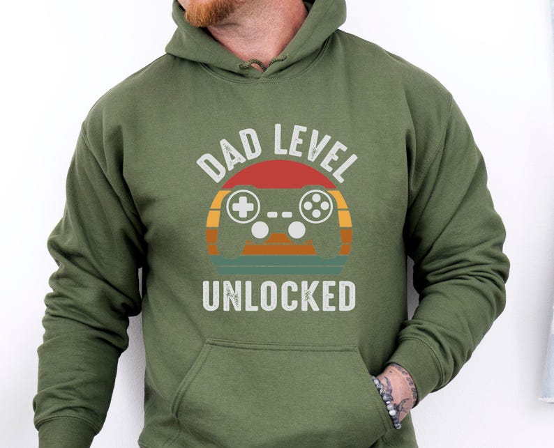 Sweat à capuche papa drôle, sweat à capuche nouveau papa, niveau papa débloqué, cadeau papa, futur sweat à capuche papa, sweat à capuche fête des pères, sweat à capuche père drôle, haut de jeu papa image 3