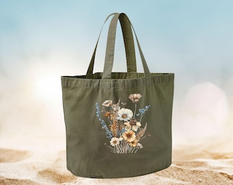 Dried Floral Bouquet Tote Bag, Plant Tote Bag, Plant Lover Gift, Crazy Plant Lady, Plant Mum Gift