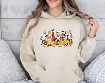 Halloween Cat Hoodie, Ghost Cat Hoodie, Scary Cat Hoodie, Funny Cat Hoodie, Black Cat Hoodie, Cat Lovers Gift, Cat Mum Top, Pumpkin Cat Gift