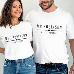 Wedding Shirts, Honeymoon Shirts, Mr and Mrs T-shirt, Husband and Wife Tee, Couples Shirts, Matching Shirt, Personalised Couples