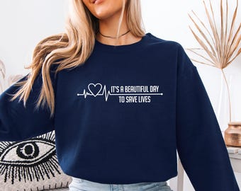 Sudadera de enfermera, regalo para enfermera titulada, para salvar vidas, suéter de médico, Grey's Anatomy, regalo para enfermera recién graduada, graduación de enfermería, regalo para estudiante de enfermería