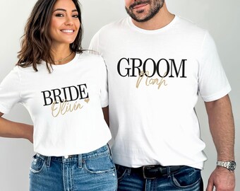 Bride and Groom Shirt, Wedding Tshirt, Honeymoon T shirt, Newlywed Shirt, Bridal Party Shirts, Mother Of The Bride, Bridesmaid Gift