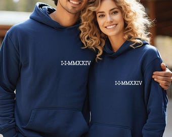 Roman Numeral Hoodie, Christmas Couple, Wedding Hoodie, Honeymoon Hoodie, Valentines Day, Matching Hoodie, Custom Hoodie, Personalised Hoodi