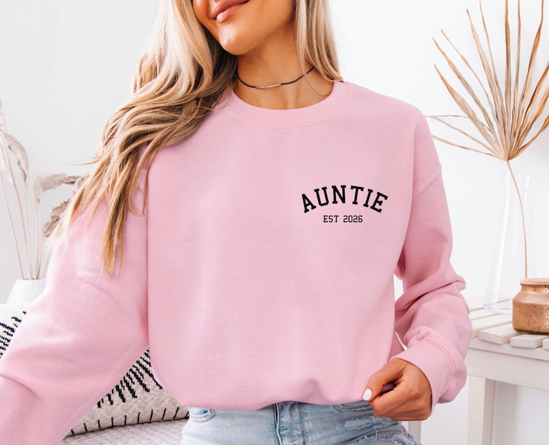 New Auntie Sweatshirt, Auntie Announcement, Mothers Day Jumper, Custom Aunt Sweater, Auntie Gifts, Mothers Day Jumper, Mother's Day Gift image 2