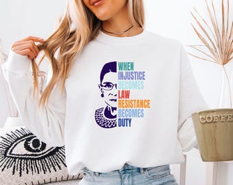 Sudadera de Ruth Bader Ginsburg, suéter feminista, The Notorious RBG, jersey de mujeres fuertes, regalo para fans de RBG, regalo de empoderamiento femenino, regalo feminista