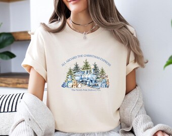 The Christmas Express Tshirt, North Pole Train Shirt, All Aboard Train T-shirt, Cute Christmas Train T Shirt, Polar Express Tee, Merry Xmas