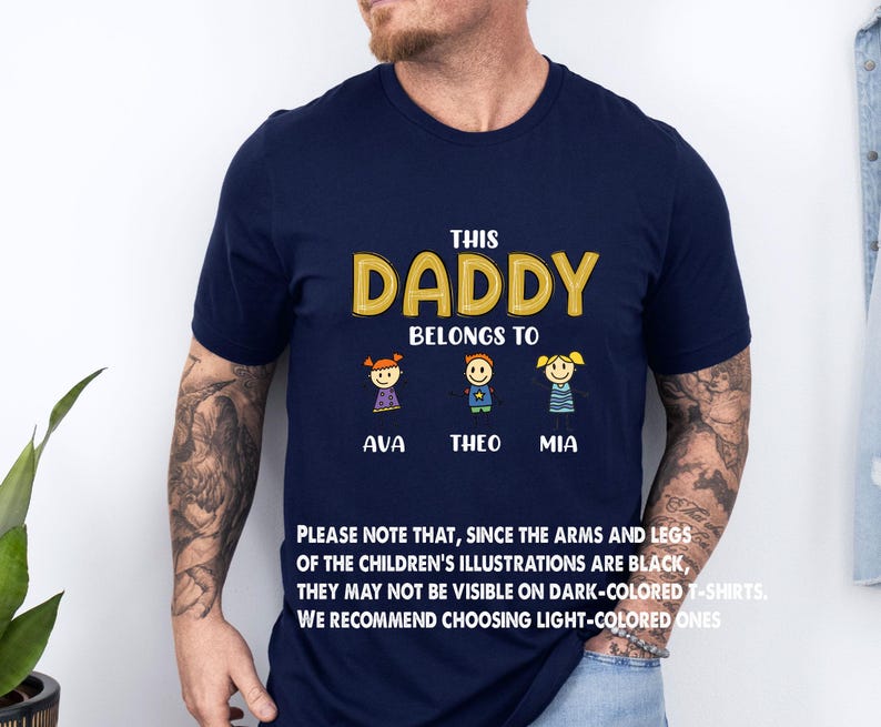 This Daddy Belongs Shirt, Fathers Day Tshirt, Personalised Dad Tee, Custom Dad T shirt, New Dad Gift, Father's Day Tee, Shirt With Kids Name image 5