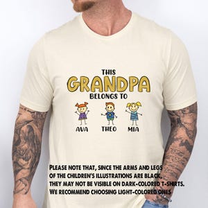 This Grandpa Belongs Shirt, Fathers Day Tshirt, Personalised Grandad, Custom Grandpa,  Father&#39;s Day Gift, Grandpa Birthday, Kids Names Shirt