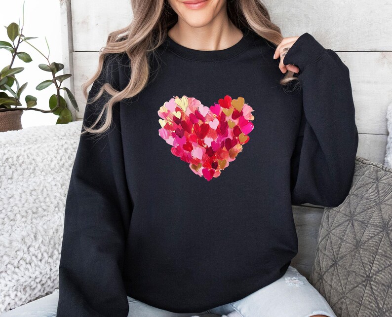 Heart Love Sweatshirt, Womens Love Sweater, Valentines Day Jumper, Love Sweatshirt, Heart Print Jumper, Heart Sweater, Funny Heart Gifts image 2