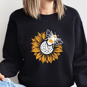 Sunflower Sweatshirt, Plant Lover Gift, Bumble Bee Jumper, Bee Gifts, Bee Lover Gift, Botanical Sweater, Sunflower Gifts, Honey Bee Jumper image 2
