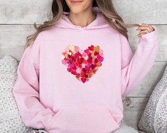Heart Love Hoodie, Womens Love Hoodie, Valentines Day Hoodie, Love Hoodie, Heart Print Hoodie, Heart Gift Hoodie, Funny Heart Gifts