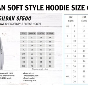 a diagram of a hoodie size chart
