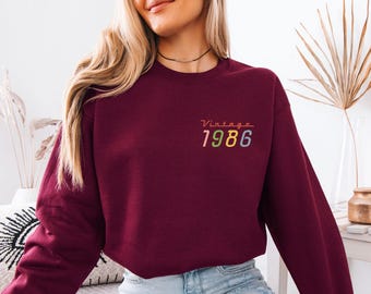 Sudadera de cumpleaños de 1986, jersey de cumpleaños número 40, top para fiesta de cumpleaños, regalo de cumpleaños número 40, nacido en 1986, regalo de cumpleaños para hombre, top de cumpleaños para mujer
