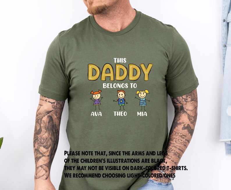 This Daddy Belongs Shirt, Fathers Day Tshirt, Personalised Dad Tee, Custom Dad T shirt, New Dad Gift, Father's Day Tee, Shirt With Kids Name image 4