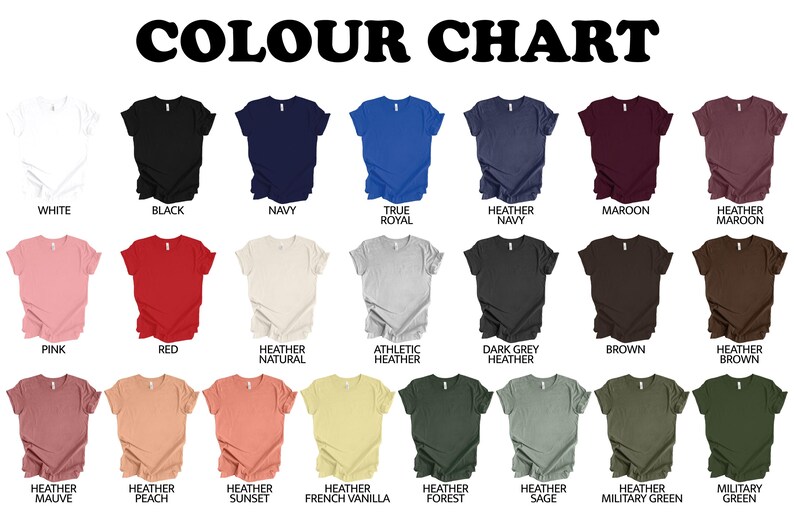 the color chart for a women's t - shirt