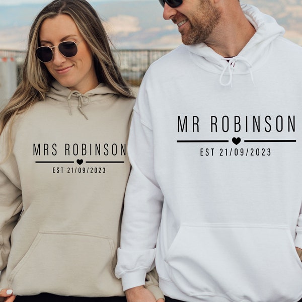 Mr and Mrs Hoodie, Couple Hoodie, Wedding Hoodie, Honeymoon Hoodie, Just Married Hoodie, Mrs To Be Hoodie, Bride To Be Gifts, Couples Hoodie