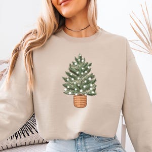 Christmas Tree Sweatshirt, Pine Tree Sweater, Womens Christmas, Merry Xmas Sweater, Christmas Eve Gift, Christmas Party Top, Kids Xmas Gift image 1