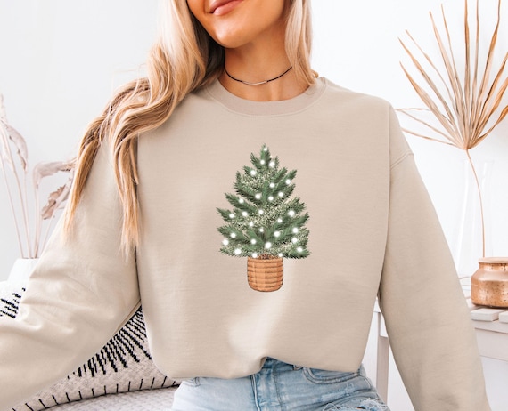 Christmas Tree Sweatshirt, Pine Tree Sweater, Womens Christmas, Merry Xmas Sweater, Christmas Eve Gift, Christmas Party Top, Kids Xmas Gift