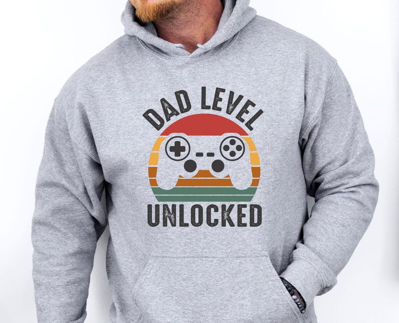 Sweat à capuche papa drôle, sweat à capuche nouveau papa, niveau papa débloqué, cadeau papa, futur sweat à capuche papa, sweat à capuche fête des pères, sweat à capuche père drôle, haut de jeu papa image 4