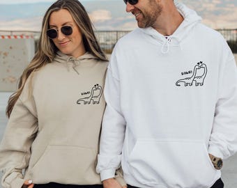 Sweat à capuche pour couple dinosaure, Noël couple, sweat à capuche lune de miel, cadeau Saint Valentin, sweat à capuche assorti, cadeau dinosaure, pull couple drôle