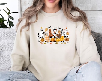 Halloween Cat Sweatshirt, Ghost Cat Sweater, Scary Cat Jumper, Funny Cat Jumper, Black Cat Sweatshirt, Cat Lovers Gift, Cat Mum Gift
