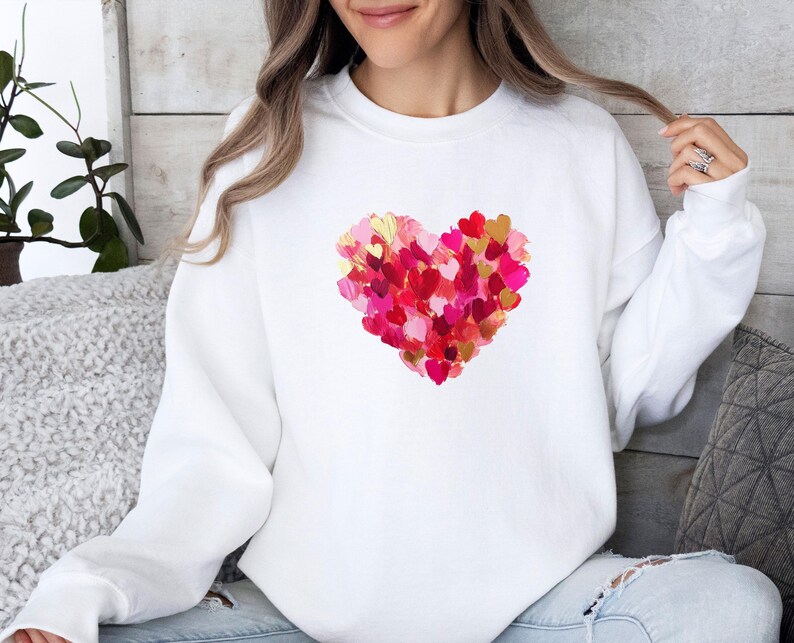 Heart Love Sweatshirt, Womens Love Sweater, Valentines Day Jumper, Love Sweatshirt, Heart Print Jumper, Heart Sweater, Funny Heart Gifts image 3