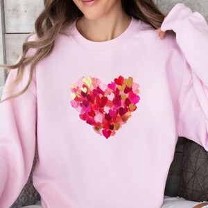 Heart Love Sweatshirt, Womens Love Sweater, Valentines Day Jumper, Love Sweatshirt, Heart Print Jumper, Heart Sweater, Funny Heart Gifts image 1