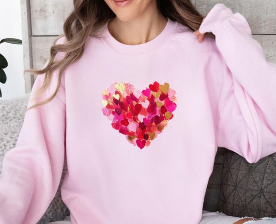 Heart Love Sweatshirt, Womens Love Sweater, Valentines Day Jumper, Love Sweatshirt, Heart Print Jumper, Heart Sweater, Funny Heart Gifts