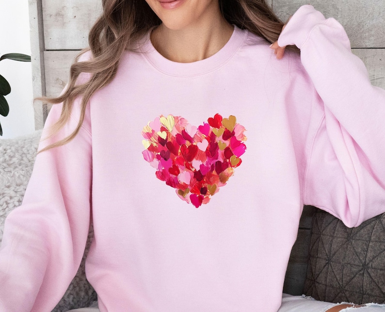 Heart Love Sweatshirt, Womens Love Sweater, Valentines Day Jumper, Love Sweatshirt, Heart Print Jumper, Heart Sweater, Funny Heart Gifts image 1
