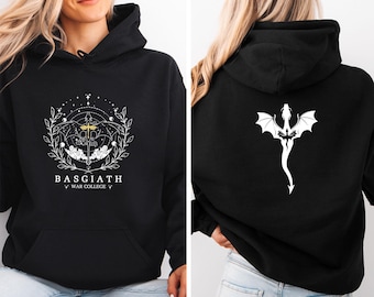 Basgiath War College Hoodie, Fourth Wing Pullover, Dragon Rider Hoodie, Book Lovers Gift, Fantasy Book Gift, Bookish Gift Hoodie