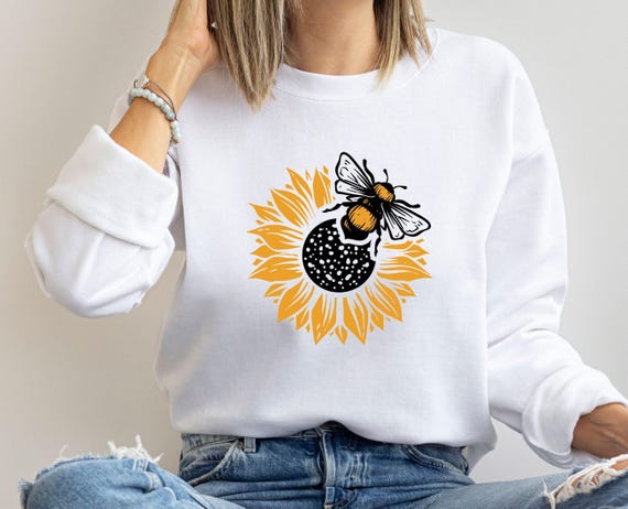 Sunflower Sweatshirt, Plant Lover Gift, Bumble Bee Jumper, Bee Gifts,  Bee Lover Gift, Botanical Sweater, Sunflower Gifts, Honey Bee Jumper
