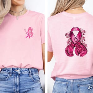 Pink Ribbon Shirt, Breast Cancer Tshirt, Cancer Warrior Shirt, Cancer Survivor Tee, Cancer Fight T shirt, Cancer Support Gift image 2